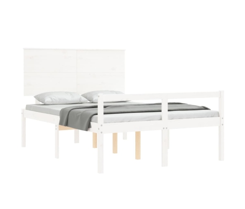 Cama para personas mayores con cabecero madera maciza blanco