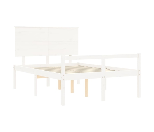 Cama para personas mayores con cabecero madera maciza blanco