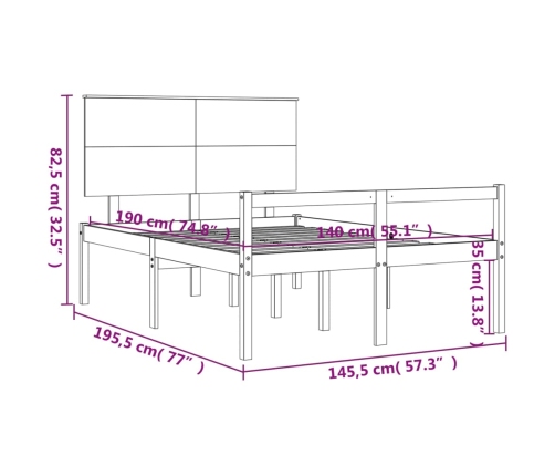 Cama para personas mayores con cabecero madera maciza 140x190cm