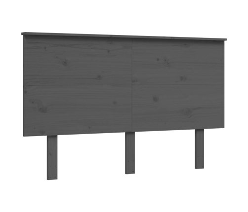 Cama personas mayores cabecero madera maciza gris 140x190 cm