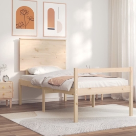 Cama para personas mayores con cabecero madera maciza 100x200cm