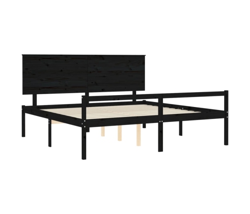 vidaXL Cama personas mayores cabecero madera maciza negro 200x200 cm