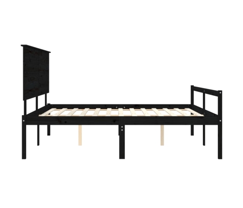 vidaXL Cama personas mayores cabecero madera maciza negro 200x200 cm