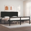 vidaXL Cama personas mayores cabecero madera maciza negro 200x200 cm