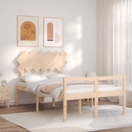Cama de matrimonio personas mayores con cabecero madera maciza