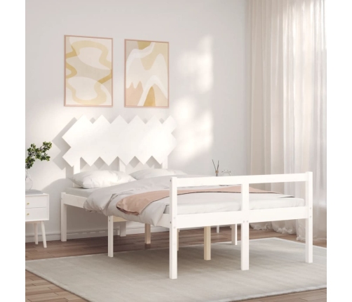 Cama para personas mayores con cabecero madera maciza blanco