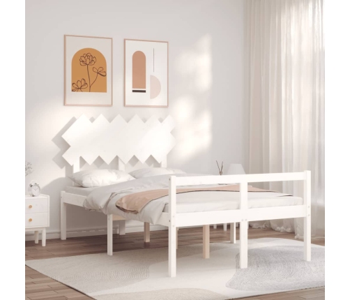 Cama para personas mayores con cabecero madera maciza blanco