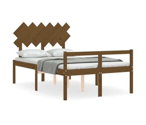 vidaXL Cama para personas mayores cabecero madera maciza marrón miel