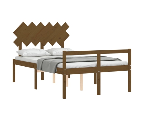 vidaXL Cama para personas mayores cabecero madera maciza marrón miel