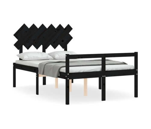 vidaXL Cama para personas mayores con cabecero madera maciza negro