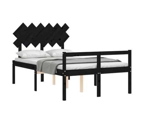 vidaXL Cama para personas mayores con cabecero madera maciza negro