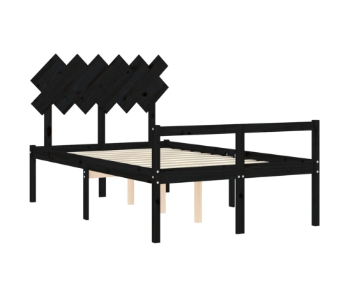 vidaXL Cama para personas mayores con cabecero madera maciza negro