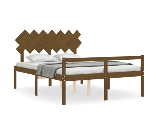 Cama personas mayores cabecero madera marrón miel 140x190 cm