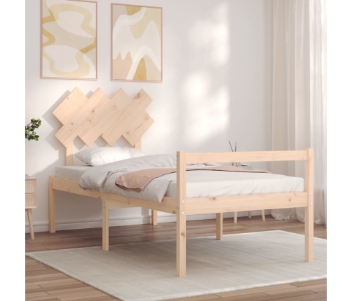 vidaXL Cama para personas mayores con cabecero madera maciza 90x200 cm