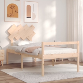 Cama para personas mayores con cabecero madera maciza 90x200 cm