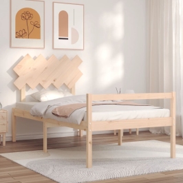 Cama para personas mayores con cabecero madera maciza 100x200cm