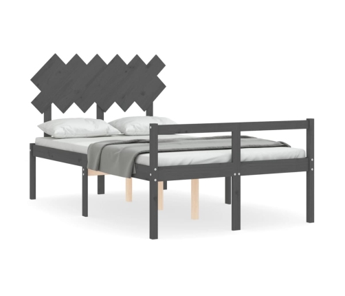 Cama personas mayores cabecero madera maciza gris 120x200 cm