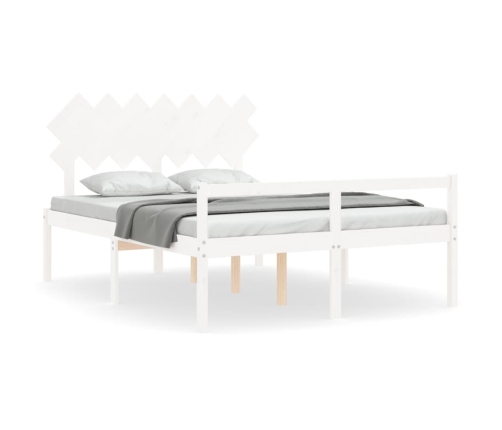 Cama personas mayores cabecero madera maciza blanco 140x200 cm