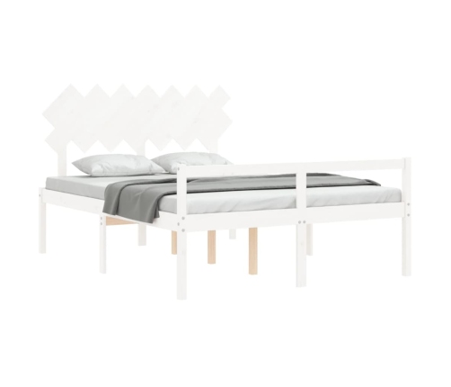 Cama personas mayores cabecero madera maciza blanco 140x200 cm