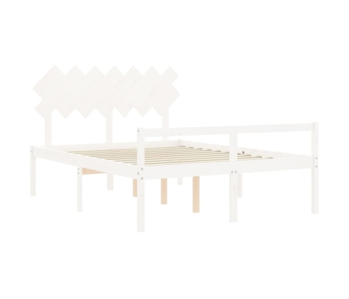 Cama personas mayores cabecero madera maciza blanco 140x200 cm
