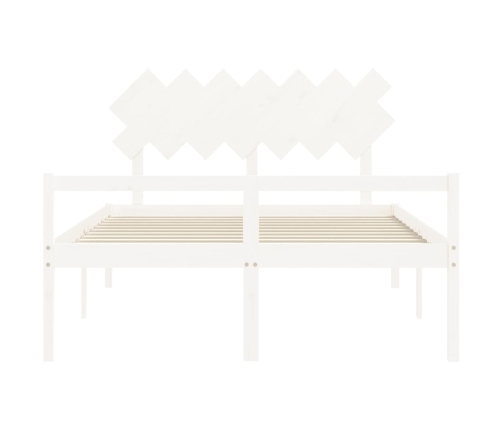 Cama personas mayores cabecero madera maciza blanco 140x200 cm