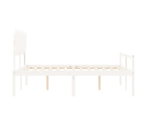 Cama personas mayores cabecero madera maciza blanco 140x200 cm