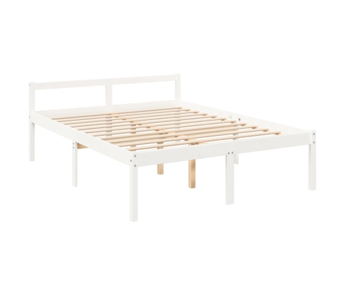 Cama personas mayores cabecero madera maciza blanco 160x200 cm