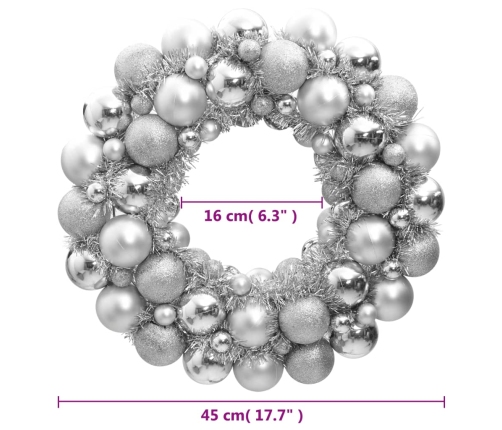 Corona de Navidad poliestireno plateada 45 cm