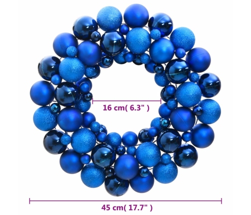 Corona de Navidad poliestireno azul 45 cm