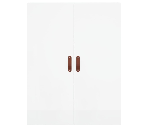 Aparador alto madera contrachapada blanco brillo 69,5x34x180 cm