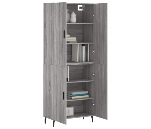 Aparador alto madera contrachapada gris sonoma 69,5x34x180 cm