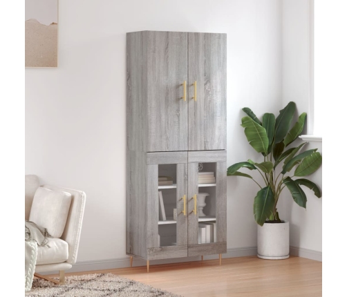 Aparador alto madera contrachapada gris sonoma 69,5x34x180 cm