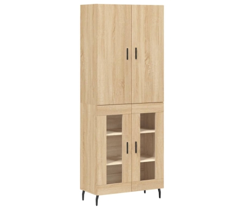 Aparador alto madera contrachapada color roble 69,5x34x180 cm