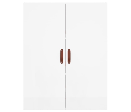 Aparador alto madera contrachapada blanco brillo 69,5x34x180 cm