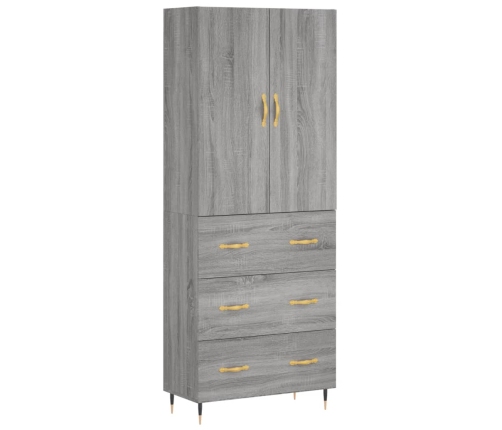 Aparador alto madera contrachapada gris sonoma 69,5x34x180 cm