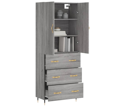 Aparador alto madera contrachapada gris sonoma 69,5x34x180 cm