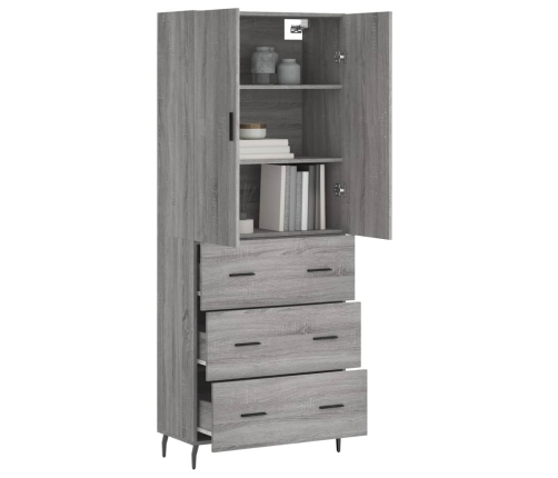 Aparador alto madera contrachapada gris sonoma 69,5x34x180 cm