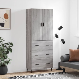Aparador alto madera contrachapada gris sonoma 69,5x34x180 cm