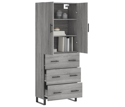 Aparador alto madera contrachapada gris sonoma 69,5x34x180 cm