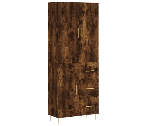 Aparador alto madera contrachapada roble ahumado 69,5x34x180 cm