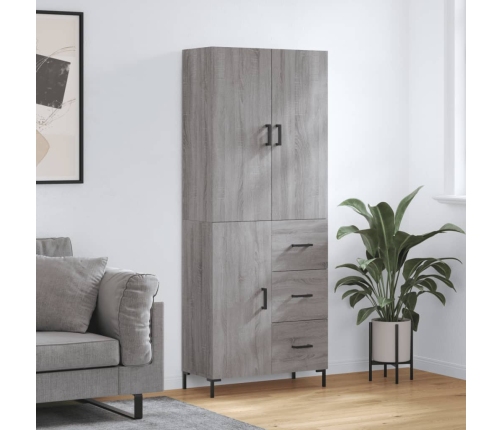 Aparador alto madera contrachapada gris sonoma 69,5x34x180 cm