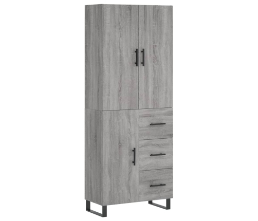 Aparador alto madera contrachapada gris sonoma 69,5x34x180 cm