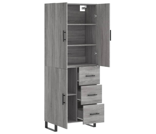 Aparador alto madera contrachapada gris sonoma 69,5x34x180 cm