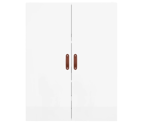 Aparador alto madera contrachapada blanco brillo 69,5x34x180 cm