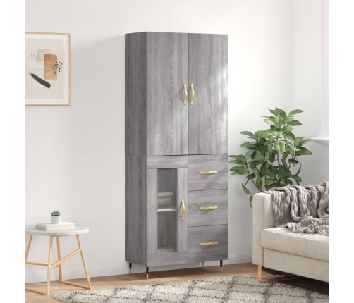 Aparador alto madera contrachapada gris sonoma 69,5x34x180 cm