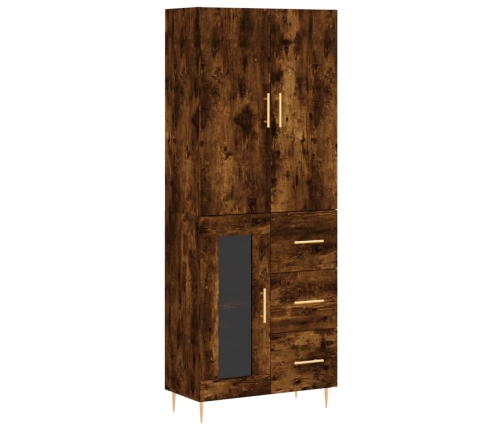 Aparador alto madera contrachapada roble ahumado 69,5x34x180 cm