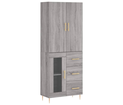 Aparador alto madera contrachapada gris sonoma 69,5x34x180 cm