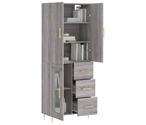 Aparador alto madera contrachapada gris sonoma 69,5x34x180 cm