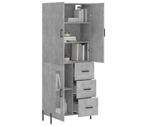 Aparador alto madera contrachapada gris hormigón 69,5x34x180 cm