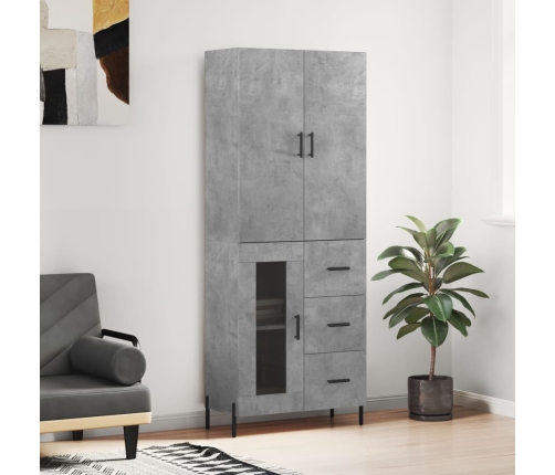 Aparador alto madera contrachapada gris hormigón 69,5x34x180 cm